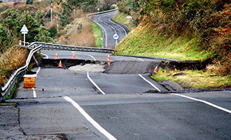 earthquake damaged road